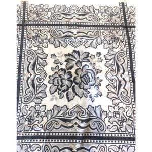Square Scarf black White Floral 29 X 29 Hippie Boho